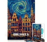 Jigsaw Puzzles1000 Pieces Brussels, Belgium Cityscape Art Clean Cut Piece Cognitive Skill Toy Calm Time Fun Christmas Art Display (38x26cm)