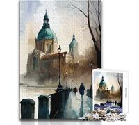 Jigsaw Puzzles1000 Pieces Budapest Hungary Painting Great for Cozy Indoor Downtime Durable Precision Interlock Play Toy Size 50x75cm