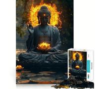 Jigsaw Puzzles1000 Pieces Buddha Beside Lotus Premium Cut Play Mind Exercise Toy Peace Fun Time Birthday Fun Gift (38x26cm)