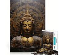 Jigsaw Puzzles1000 Pieces Buddha In Lotus Flower Clean Cut Piece Cognitive Skill Toy Calm Time Fun Christmas Art Display (38x52cm)