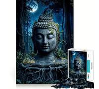 Jigsaw Puzzles1000 Pieces Buddha in The Forest Clean Cut Piece Cognitive Skill Toy Calm Time Fun Christmas Art Display (38x52cm)