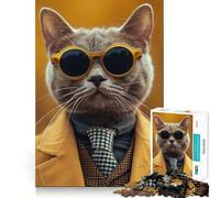 Jigsaw Puzzles1000 Pieces Business Cat Premium Cut Play Mind Exercise Toy Peace Fun Time Birthday Fun Gift (38x26cm)