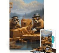 Jigsaw Puzzles1000 Pieces Busy Steampunk Beaver Clean Cut Piece Cognitive Skill Toy Calm Time Fun Christmas Art Display (50x75cm)