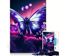 Jigsaw Puzzles1000 Pieces Butterfly Neon Clean Cut Piece Cognitive Skill Toy Calm Time Fun Christmas Art Display (38x52cm)