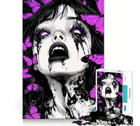 Jigsaw Puzzles1000 Pieces Butterfly Swarm Gothic Vibes Clean Cut Piece Cognitive Skill Toy Calm Time Fun Christmas Art Display (50x75cm)