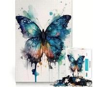 Jigsaw Puzzles1000 Pieces Butterfly Watercolor Premium Cut Play Mind Exercise Toy Peace Fun Time Birthday Fun Gift (50x75cm)
