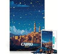 Jigsaw Puzzles1000 Pieces Cairo, Egypt at Night Clean Cut Piece Cognitive Skill Toy Calm Time Fun Christmas Art Display (38x52cm)