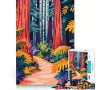 Jigsaw Puzzles1000 Pieces California Redwood Forest Minimalist Art Premium Cut Play Mind Exercise Toy Peace Fun Time Birthday Fun Gift (38x26cm)