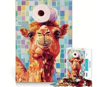 Jigsaw Puzzles1000 Pieces Camel with Toilet Paper on Head Clean Cut Piece Cognitive Skill Toy Calm Time Fun Christmas Art Display (50x75cm)