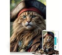 Jigsaw Puzzles1000 Pieces Captain Pirate Cat Premium Cut Play Mind Exercise Toy Peace Fun Time Birthday Fun Gift (38x52cm)