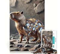 Jigsaw Puzzles1000 Pieces Capybara in Diamond Armor Clean Cut Piece Cognitive Skill Toy Calm Time Fun Christmas Art Display (50x75cm)