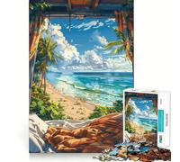Jigsaw Puzzles1000 Pieces Caravan Beach Life Clean Cut Piece Cognitive Skill Toy Calm Time Fun Christmas Art Display (38x26cm)
