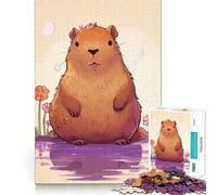 Jigsaw Puzzles1000 Pieces Cartoon Capybara with Flowers And Water Premium Cut Play Mind Exercise Toy Peace Fun Time Birthday Fun Gift (38x52cm)