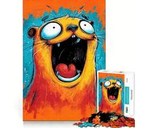 Jigsaw Puzzles1000 Pieces Cartoon Otter Screaming in Terror Clean Cut Piece Cognitive Skill Toy Calm Time Fun Christmas Art Display (38x26cm)