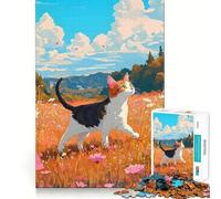 Jigsaw Puzzles1000 Pieces Cat in A Flower Field Premium Cut Play Mind Exercise Toy Peace Fun Time Birthday Fun Gift (38x52cm)