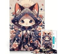 Jigsaw Puzzles1000 Pieces Cat Kimono Japanese Clean Cut Piece Cognitive Skill Toy Calm Time Fun Christmas Art Display (38x26cm)