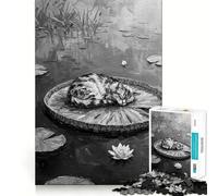 Jigsaw Puzzles1000 Pieces Cat Nap on Lily Pad Painting Precise Joint Play Brain Activity Fun Free Time Game Birthday Art Gift (38x26cm)