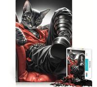 Jigsaw Puzzles1000 Pieces Cat Samurai Katana Smooth Joint Fun Thinking Skill Game Casual Game Time Christmas Art Display (38x26cm)