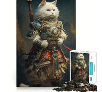 Jigsaw Puzzles1000 Pieces Cat Samurai Warrior Japan Flawless Edge Fun Brain Teaser Gift Relax Time Game Birthday Art Gift (38x26cm)