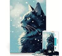 Jigsaw Puzzles1000 Pieces Cat Snow Winter Pixel Art Smooth Joint Fun Thinking Skill Game Casual Game Time Christmas Art Display (38x52cm)