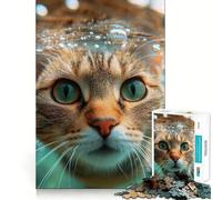 Jigsaw Puzzles1000 Pieces Cat Swimming Underwater Fine Joint Fun Cognitive Fun Play Quiet Game Time Birthday Art Gift (50x75cm)