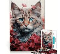Jigsaw Puzzles1000 Pieces Cat The Furry Explorer Fine Joint Fun Cognitive Fun Play Quiet Game Time Birthday Art Gift (38x52cm)
