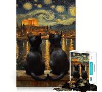 Jigsaw Puzzles1000 Pieces Cats At The Acropolis Fine Joint Fun Cognitive Fun Play Quiet Game Time Birthday Art Gift (38x26cm)