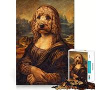 Jigsaw Puzzles1000 Pieces Cavoodle Cavapoo Mona Lisa Sharp Cut Art Focus Building Toy Chill Time Play Birthday Fun Play (38x52cm)