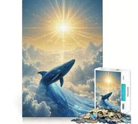 Jigsaw Puzzles1000 Pieces Celestial Whale Rising Toward The Sun Sharp Cut Art Focus Building Toy Chill Time Play Birthday Fun Play (38x26cm)