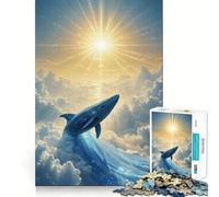 Jigsaw Puzzles1000 Pieces Celestial Whale Rising Toward The Sun Smooth Joint Fun Thinking Skill Game Casual Game Time Christmas Art Display (38x52cm)