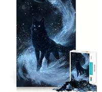 Jigsaw Puzzles1000 Pieces Celestial Wolf in Starry Night Sharp Cut Art Focus Building Toy Chill Time Play Birthday Fun Play (50x75cm)