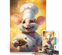Jigsaw Puzzles1000 Pieces Chef Mouse Cooking Smooth Joint Fun Thinking Skill Game Casual Game Time Christmas Art Display (38x52cm)