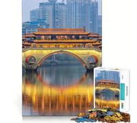 Jigsaw Puzzles1000 Pieces Chengdu China River And B Smooth Joint Fun Thinking Skill Game Casual Game Time Christmas Art Display (38x52cm)