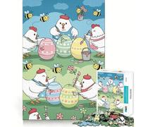 Jigsaw Puzzles1000 Pieces Chickens Painting Easter Eggs Smooth Joint Fun Thinking Skill Game Casual Game Time Christmas Art Display (38x52cm)