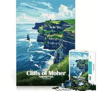 Jigsaw Puzzles1000 Pieces Cliffs of Moher National Park Ireland Precise Joint Play Brain Activity Fun Free Time Game Birthday Art Gift (38x26cm)