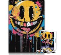Jigsaw Puzzles1000 Pieces Crazy Colorful Smile Face Difficult Challenge Impossible Game Suitable for Ages 14 And Up (size 38x26cm)
