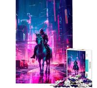 Jigsaw Puzzles1000 Pieces Cyberpunk Samurai Horse Jigsaw for Adults Hands-on Game Presents for Women Gifts for Friends And Family (Size 38x26cm)