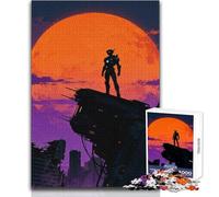Jigsaw Puzzles1000 Pieces Cyberpunk Warrior on Ruined Structure Great for Cozy Indoor Downtime Durable Precision Interlock Play Toy Size 50x75cm