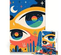 Jigsaw Puzzles1000 Pieces Desert Night Eyes Surreal Abstract Minimalist Art Accurate Cut Fun Mind Skill Fun Slow Time Fun Christmas Wall Art (38x26cm)