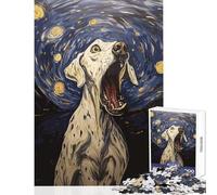 Jigsaw Puzzles1000 Pieces Dog Scream in Starry Night Home Decoration Toys Birthday Gift Hands-on Game Artists' Collection, Fine Arts Size 38x52cm