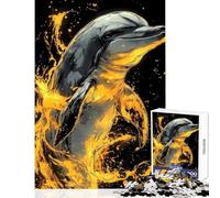 Jigsaw Puzzles1000 Pieces Dolphin in Flames Brain Teaser Game Family Activities Toy Wall Decor Artists Collection, Fine Art (38X26CM)