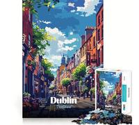 Jigsaw Puzzles1000 Pieces Dublin, Ireland Street View Illustration Precise Joint Play Brain Activity Fun Free Time Game Birthday Art Gift (38x52cm)