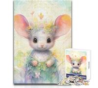 Jigsaw Puzzles1000 Pieces Fairy Flower Mouse Great for Cozy Indoor Downtime Durable Precision Interlock Play Toy Size 50x75cm