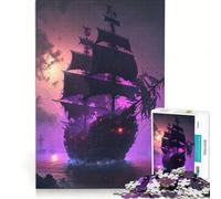 Jigsaw Puzzles1000 Pieces Fantasy Pirate Ship, Hands-on Game, Fun at Home Activities, Suitable for Desktop Decoration 38x26cm