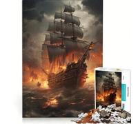 Jigsaw Puzzles1000 Pieces Fantasy Pirate Ship, Hands-on Game, Fun at Home Activities, Suitable for Desktop Decoration 38x26cm