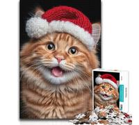 Jigsaw Puzzles1000 Pieces Festive Cat Portrait with Santa Hat A Work of Art Art Work Gift for And from 14 Years And over 50x75cm