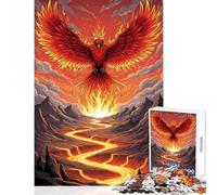Jigsaw Puzzles1000 Pieces Fiery Phoenix Rising Above Lava River Brain Teaser Game Family Activities Toy Wall Decor Artists Collection, Fine Art (75X50CM)