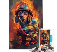 Jigsaw Puzzles1000 Pieces Firefighter Dachshund Difficult And Challenge Family Activities Relax Games for And 14 Years And over (38x52cm)