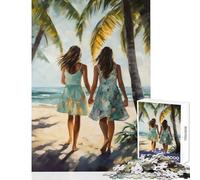 Jigsaw Puzzles1000 Pieces Friends Walking on A Beach Jigsaw Puzzles for Teenagers Enhance Memory Educational Challenge Gifts for Friends And Family (38x26cm)