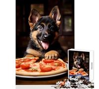 Jigsaw Puzzles1000 Pieces German Shepherd Pizza Pup Jigsaw Puzzles for Teenagers Enhance Memory Educational Challenge Gifts for Friends And Family (50x75cm)